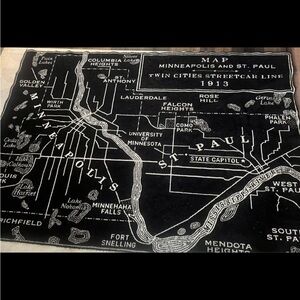 Vintage Map Blanket - Black and White